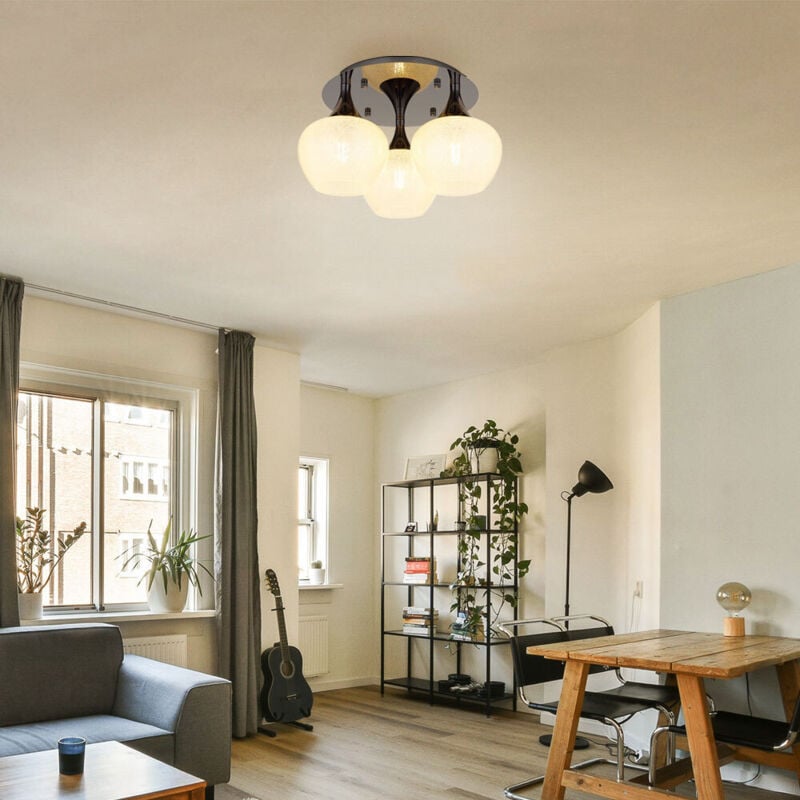 Globo Lighting - Plafonnier plafonnier salle à manger verre clair blanc à motif chromé noir