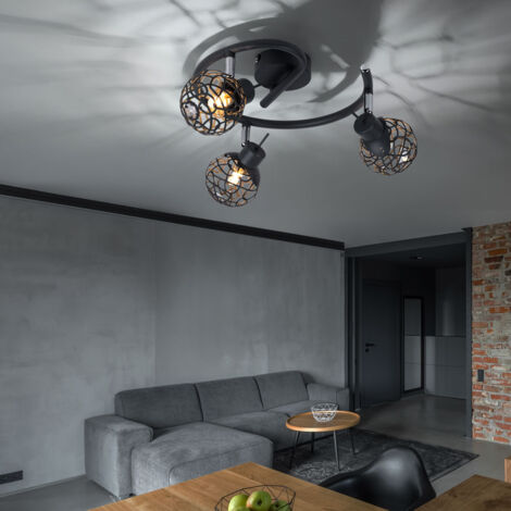 Plafonnier plafonnier salon boule grise aluminium tresse cristal lampe spot rondell, spots mobiles, 3x G9, D 25 cm