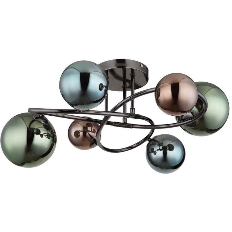 Plafonnier lampe de salon lampe de salle à manger en verre, métal gris, led 6x 3,5W 290Lm blanc chaud, d 65 cm