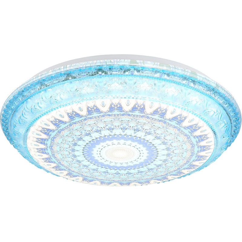 Globo Lighting - Plafonnier cct Plafonnier chambre bleu, blanc led, métal, 1x led 18W 600Lm 2700K, 4000K, 6000K, DxH 39x8,5 cm