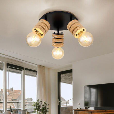 KJLARS Suspension Lustre Industrielle En Bois Luminaire Noire Vintage Lampe Rétro MéTal Hauteur Abat-jour Pour Restaurant E27 Salon Chambre Cuisine Bar (8-lumières