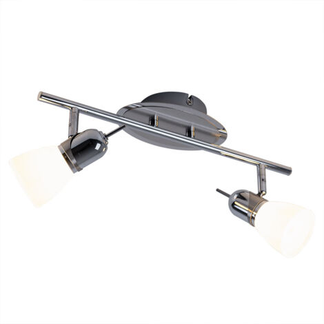 Plafonnier Plafonnier Spot Spot Lampe de salon, spots à 2 flammes mobiles, verre chromé, 2x douilles E14, Lxl 41x16cm