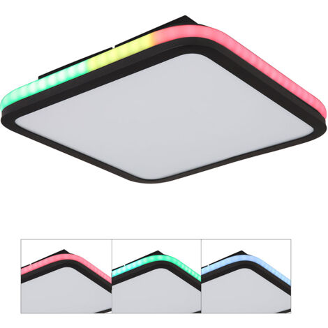 Plafonnier plafonnier télécommande LED dimmable RGB changeur de couleur noir