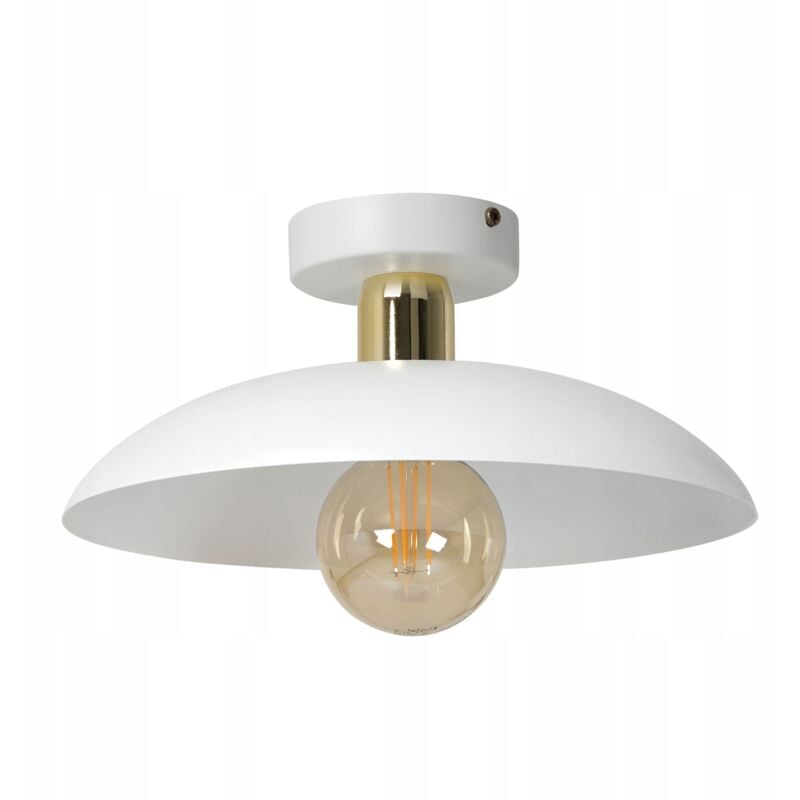 Plafonnier RAMI E27, blanc, doré, abat-jour en métal