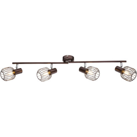 Plafonnier rampe 4 spots en métal design industriel AKIN