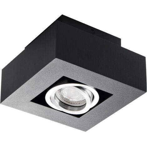 Plafonnier rectangulaire noir – Aluminium – Orientable – GU10 – STOBI