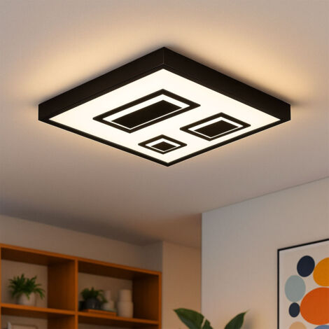 Plafonnier rétro-éclairé LED Plafonnier Salon Chambre à coucher, rétro-éclairage, 22W 3000lm blanc chaud, LxlxH 42,3 x 42,3 x 4,1 cm