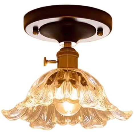 Plafonnier rétro LED - Lumière chaude, suspension encastrée en verre, éclairage décoratif pour couloir, convient aux salons et aux chambres