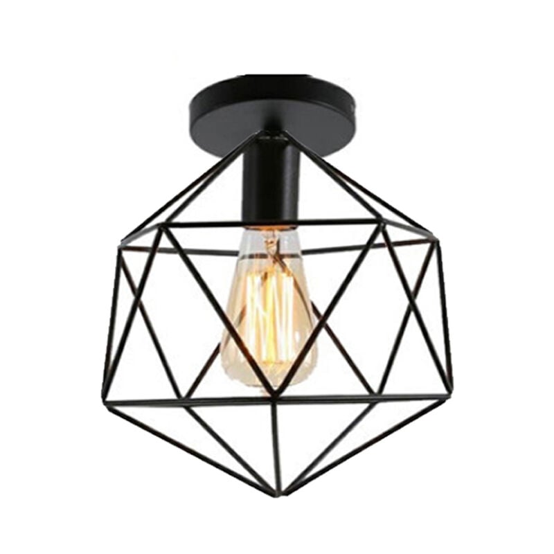 Plafonnier Rétro Lustre Fer Métal Cage Lampe De Plafond Vintage Pour Café Salon Cuisine Couloir