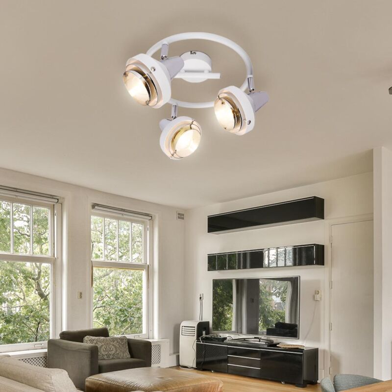 Lampe de plafond Lampe de salon Lampe de table à manger chromée réglable, métal chromé blanc, douilles 3x E14, DxH 25x17,5 cm