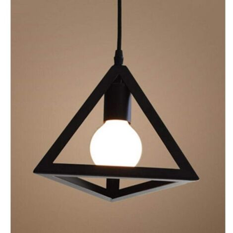 Plafonnier rétro suspendu Plafonnier industriel, Abat-jour rétro industriel triangulaire en métal pour la cuisine, la chambre, le salon, l'extérieur avec une lumière chaude 5W LED