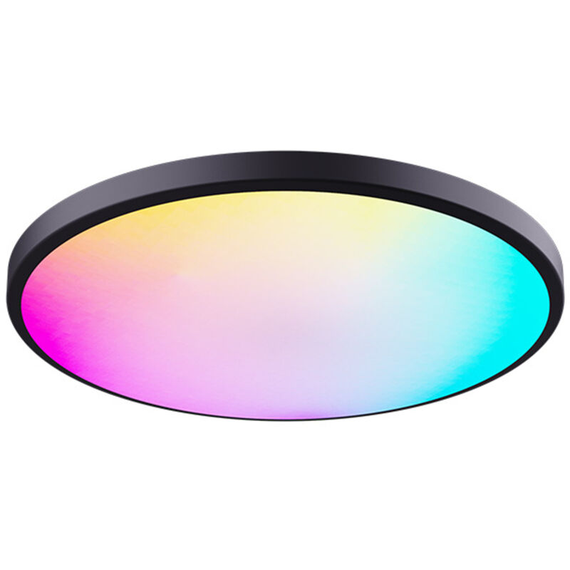 Plafonnier RGBCW à intensité réglable en couleur avec télécommande Bluetooth et application, commande vocale intelligente, plafonnier rond pour