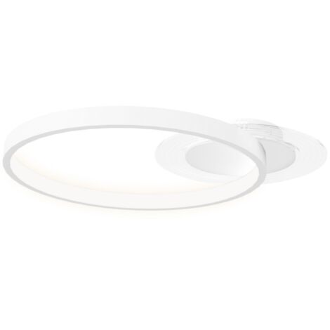 Plafonnier rond 2 anneaux - Luminaire blanc - Idéal chambre/salon - Dimensions 50x40x7.4 cm - Installation intérieure facile