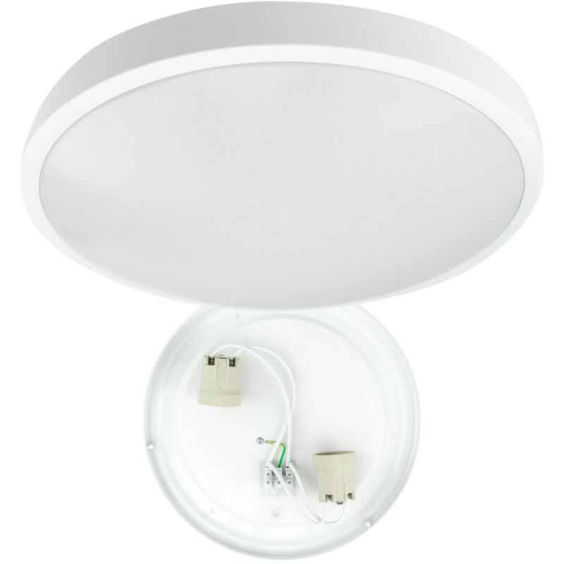 Eco-light - Plafonnier, rond, 2xE27, pour deux ampoules, 2x E27, blanc, montage en saillie