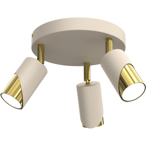Plafonnier rond 3 spots crème doré GU10 Shift Luminex