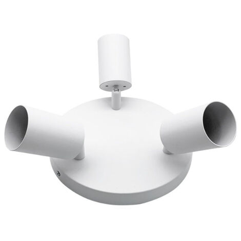 Plafonnier Rond 3 Spots Orientables Alu Blanc pour Ampoule GU10 - SILUMEN