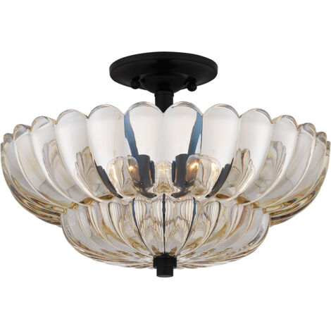 Plafonnier rond 40cm verre ondulé 4xE14 bain Quoizel
