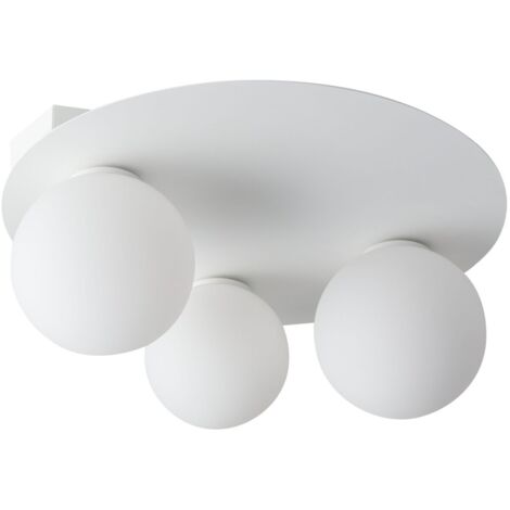 Plafonnier rond blanc 3 globes verre G9 Argon Sigma