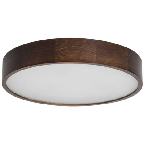 Plafonnier rond bois-verre - LED E27 - Ø475mm - Design moderne