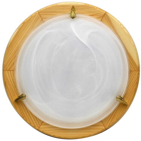 Plafonnier rond Candellux DUNA 30 cm bois E27 blanc