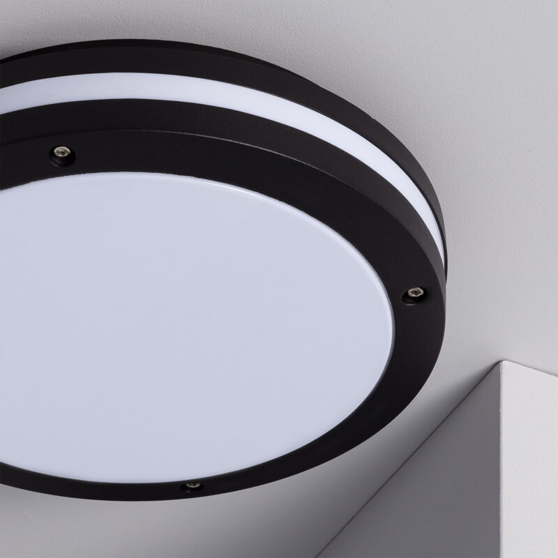 Ledkia - Plafonnier Rond Métal Corso Ø300 mm pour Extérieur IP54 Noir