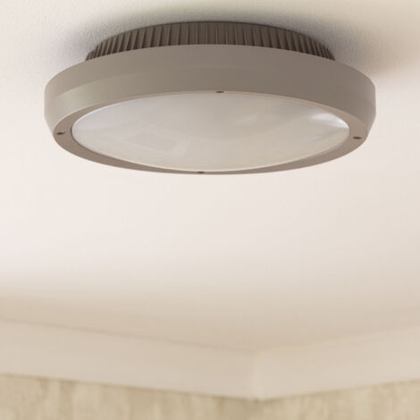 Plafonnier Rond Curio IP65 Gris Ø300 mm PC