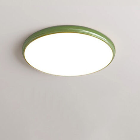 Plafonnier rond de 30 cm, plafonnier LED, plafonnier de chambre, plafonnier de salon, trois températures de couleur réglables (vert).