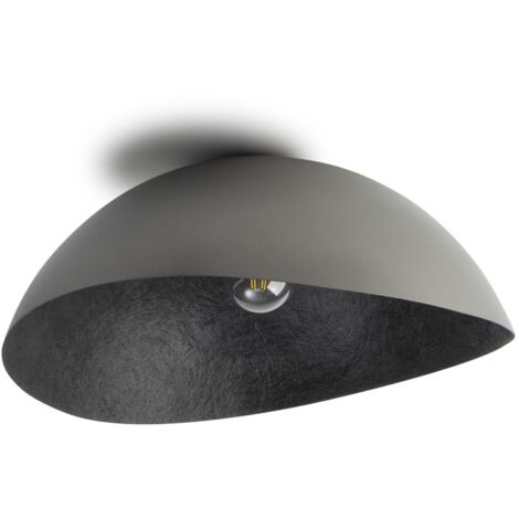 Plafonnier rond décoratif noir/argent 48cm Solaris E27