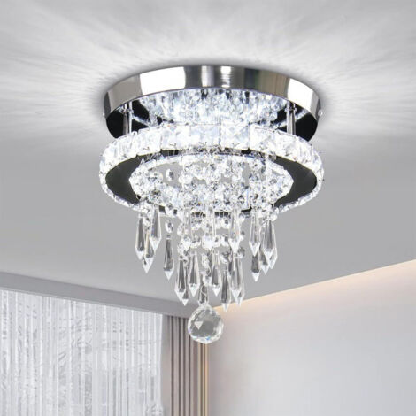 Plafonnier rond en cristal,luminaire créatif pour chambre,plafonnier moderne et décoratif,idéal pour les salons et les couloirs(25cm,6000K)