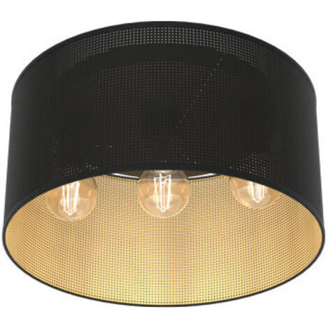 Plafonnier rond grillagé loft noir/doré 3xE27 Luminex