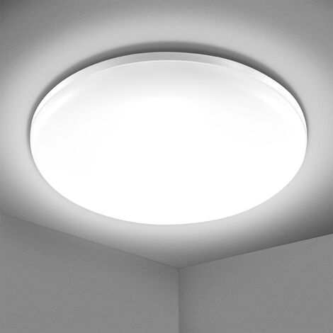 Plafonnier rond LED ELFELAND IP54 24W 2200LM LED D.23 cm blanc