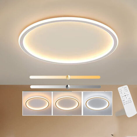 Plafonnier rond moderne, plafonnier encastré ultra-mince à LED, plafonnier d'éclairage 3000K-6000K, 3 couleurs de lumière réglables (40CM)