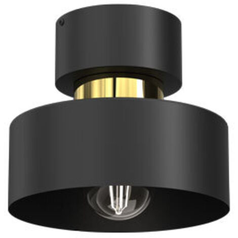 Plafonnier rond noir mat et or Marti E27 15W Luminex