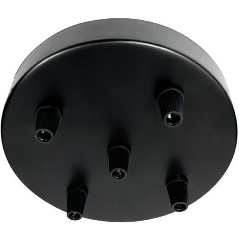 Plafonnier rond noir, métal, jusqu'à 5 câbles, diam. 150mm - Tibelec