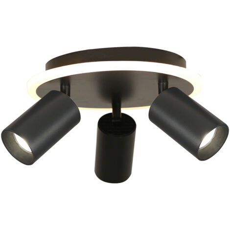 Plafonnier rond noir orientable 3xGU10 LED CCT Parma
