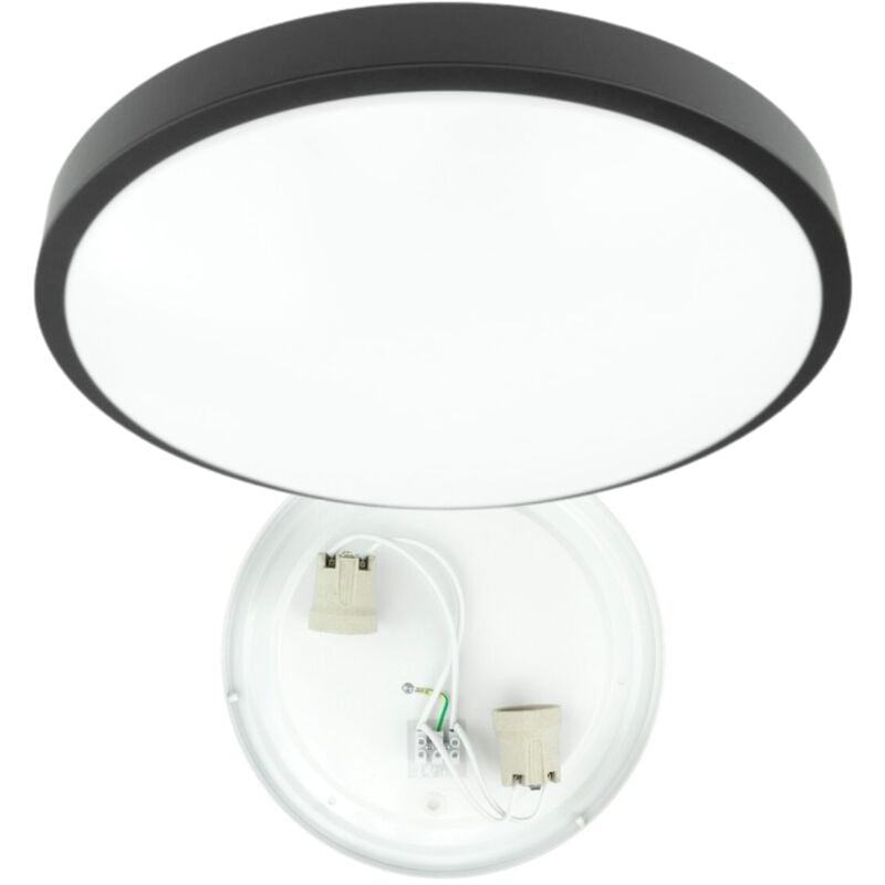 Eco-light - Plafonnier rond pour deux ampoules 2x E27 Noir Montage en saillie