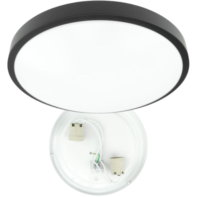Eco-light - Plafonnier rond pour deux ampoules 2x E27 Noir Montage en saillie Eco-light - Plafonnier rond pour deux ampoules 2x E27 Noir Montage en saillie
