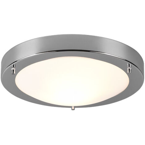 Plafonnier Rond Salle de Bain Condus Chrome et Verre Opale IP44 Trio Lighting