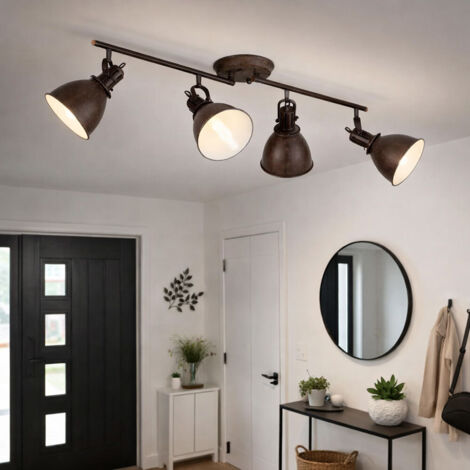 Plafonnier rouille plafonnier spot orientable spot salon lumières, métal, 4x LED 3W 250Lm blanc chaud, L 80 cm