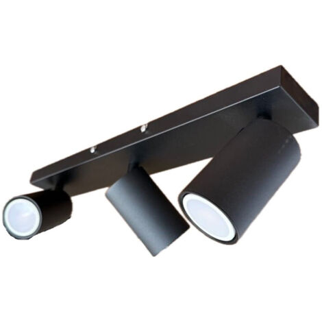 Plafonnier saillie LED 3X6W lineaire noir 442x106x70mm 3 spots orientables lampes GU10 2700K 450lm230V IK06 IP20 ORION LINE
