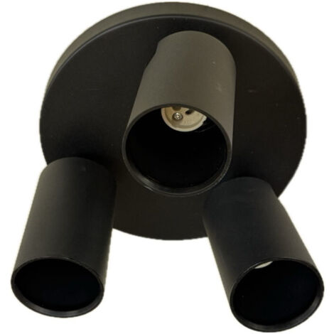 Plafonnier saillie noir socle Ø 196mm 3 spots orientables douille GU10 (lampe non incluses) 230V IK06 IP20 ORION LINE