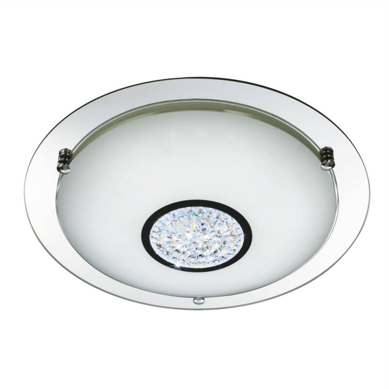 Bathroom - Plafonnier affleurant de salle de bains à led intégré Chrome, miroir IP44 - Searchlight