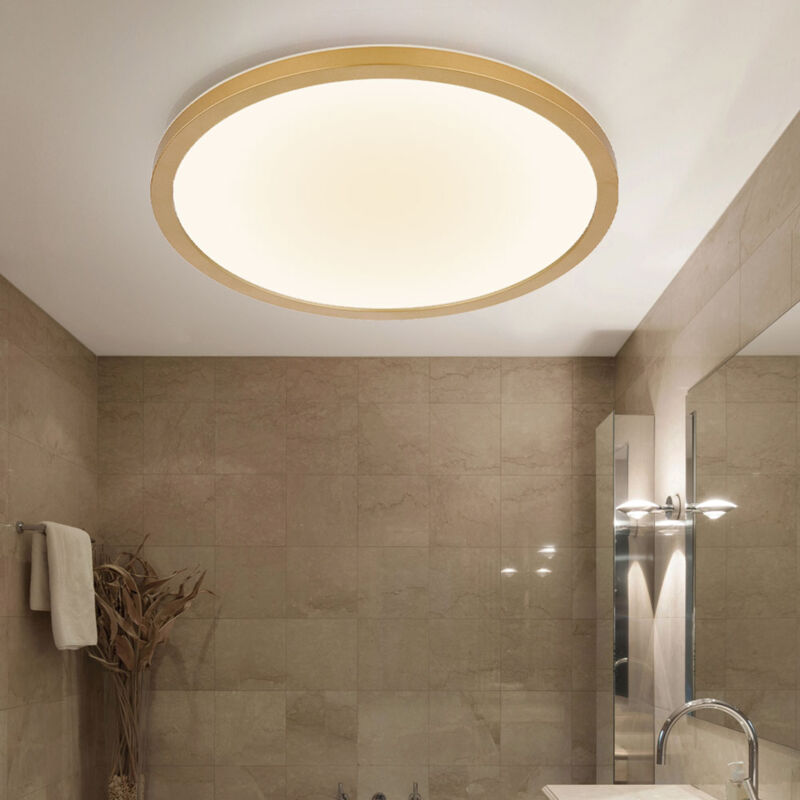 Plafonnier salle de bain lampe de salon Plafonnier moderne rétroéclairage led, IP44, laiton opale, 1x led 24W 2300lm 3000K blanc chaud, DxH 42x2,5 cm
