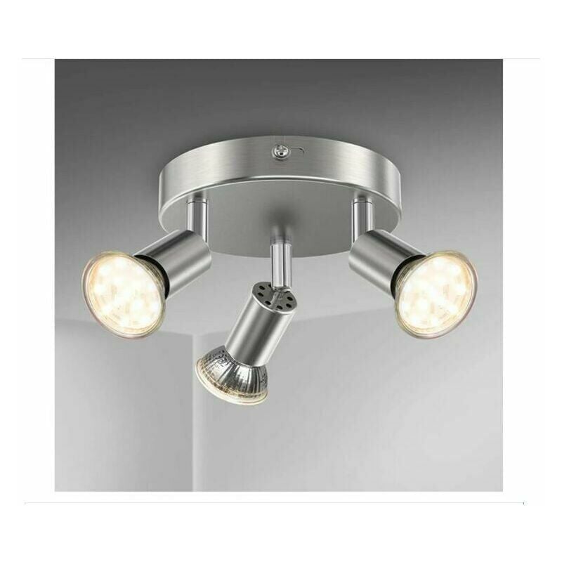 Trimec - Plafonnier salle de bain led éclairage lampe plafond sdb chrome 3 spots orientables IP44 GU10 Plafonnier de salle de bain
