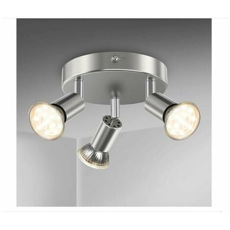 Plafonnier salle de bain LED éclairage lampe plafond sdb chrome 3 spots orientables IP44 GU10 Plafonnier de salle de bain LITZEE