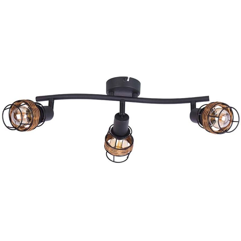 Plafonnier salon éclairage couloir 3 spots flamme orientables L 40 cm