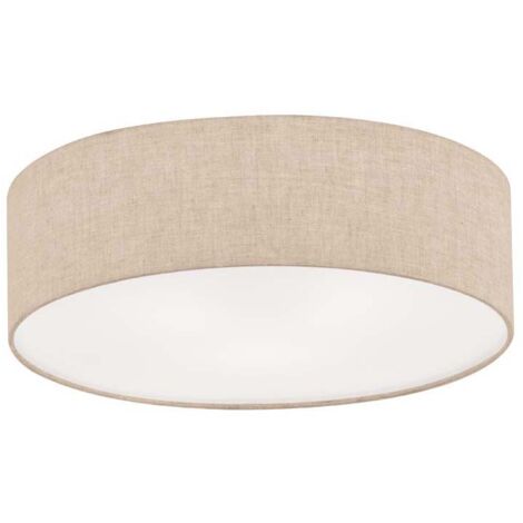 Plafonnier salon lampe chambre luminaire métal lin D 60 cm