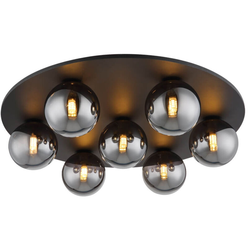Globo Lighting - Plafonnier salon plafonnier led boules de verre couleur fumée 7 ampoules