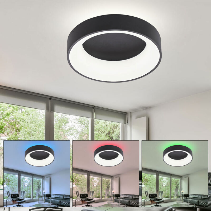 Plafonnier salon plafonnier led rgb plafonnier télécommande, rétroéclairage changement de couleur dimmable cct, noir, led 26W 2100Lm 3000-6200K, Plafonnier salon plafonnier led rgb plafonnier télécommande, rétroéclairage changement de couleur dimmable cct, noir, led 26W 2100Lm 3000-6200K,