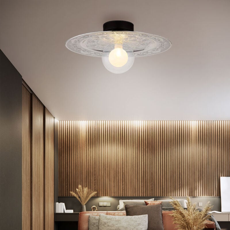 Globo - Plafonnier salon plafonnier verre argent lampe de cuisine d 33 cm